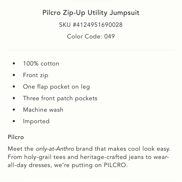 Pilcro Navy and White Zip-Up Utility Jumpsuit - Picture 9 of 10